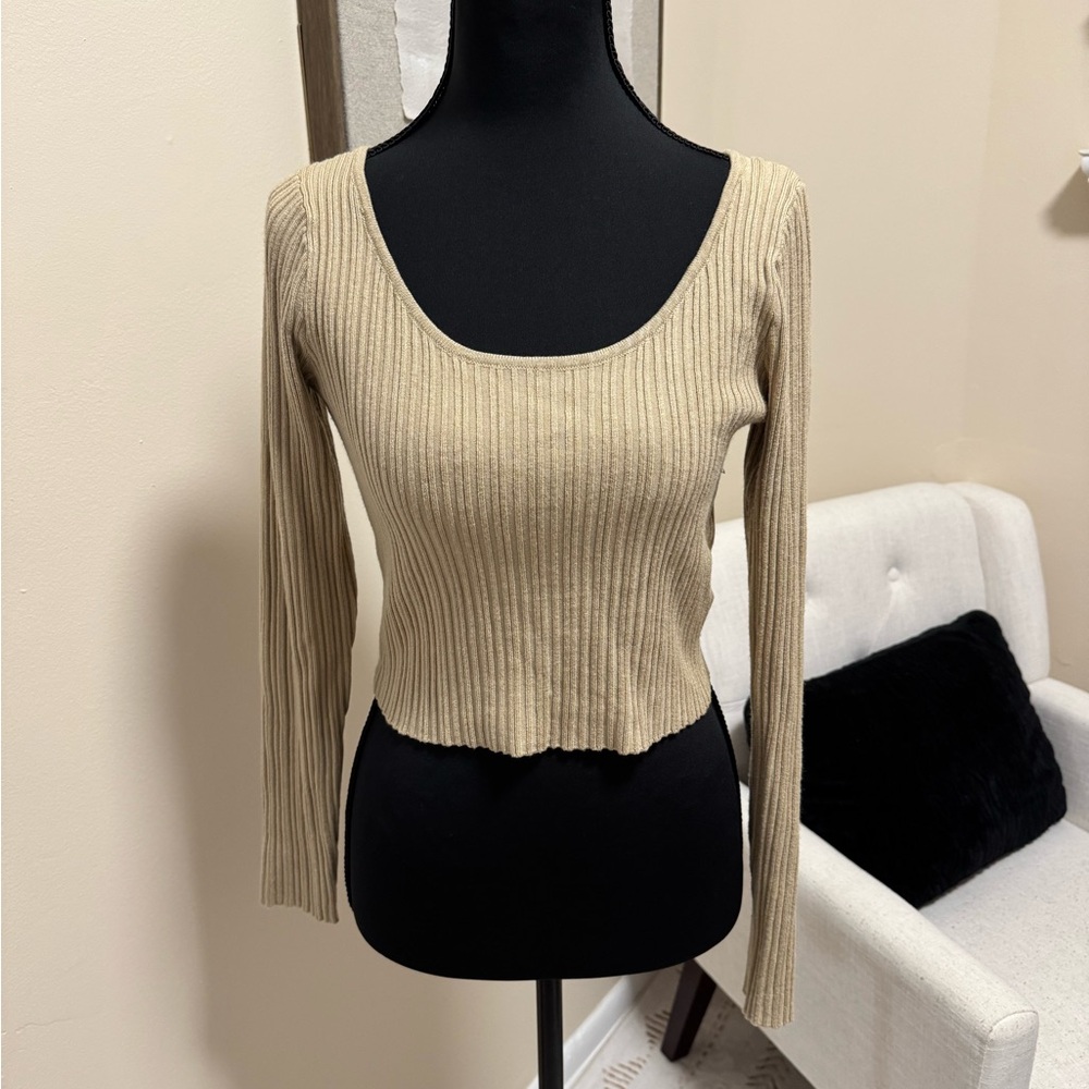 Ribbed Tan Women's Top